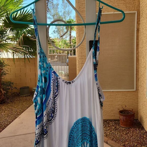 Lascana for Venus blue white spaghetti strap beachy dress NWT women's size 12 - Picture 2 of 8